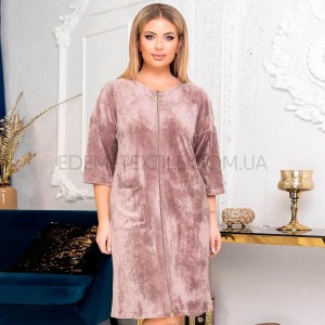 Женский Велюровый халат на молнии Lingerie 170477 Какао, 4XL