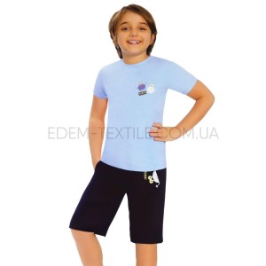 Детская Пижама для мальчика Little Frog с шортами Голубой, Рост 98-104 (2-3 года)