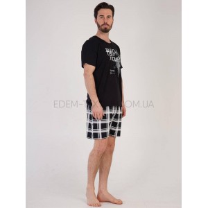 Трикотажный мужской костюм с шортами 6006 Черный, M