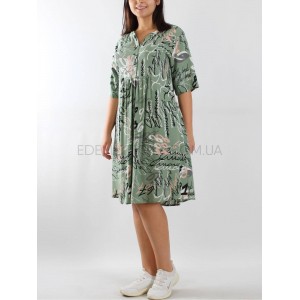 Платье штапель с завышенной талией JEN 02227 Хаки, 5XL