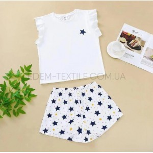 Женская Пижама с шортами 6094 Saimeiqi Звездочки Белый, 2XL