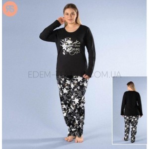 Батальная женская пижама Кофта и Брюки 6315 Черный, 2XL