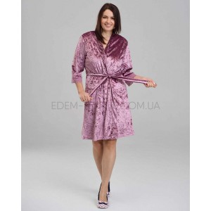 Комплект халат и рубашка из Мраморного Велюра темная пудра, 2XL