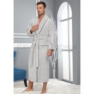 Изысканный мужской халат с воротником Nusa 2985 Серый, 3XL Изысканный мужской халат с воротником Nusa 2985 Серый, 3XL