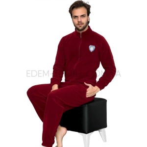 Теплый мужской флисовый костюм для дома 6130-5 Бордовый, 2XL