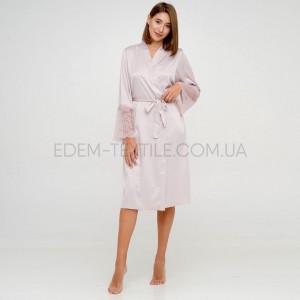 Красивый Женский халат кружевом Julia Ulich 4100 Пудровый, 2XL Красивый Женский халат кружевом Julia Ulich 4100 Пудровый, 2XL
