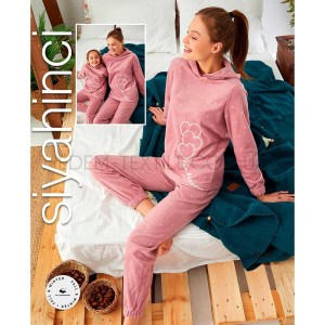 Домашний женский костюм с капюшоном 78295 Розовый, L