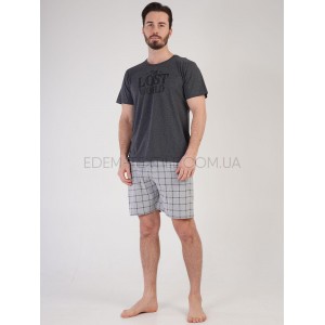 Комплект с шортами для полных мужчин 1708 Графитовый, 2XL