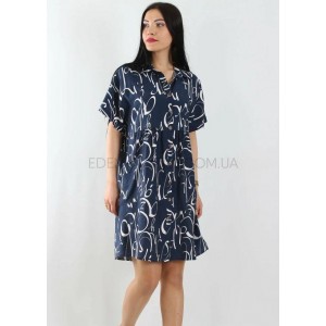 Платье Рубашка на пуговицах Jen 02226 Батал Синий, 5XL