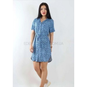 Туника Рубашка на пуговицах из штапеля 03126 Голубой, 3XL