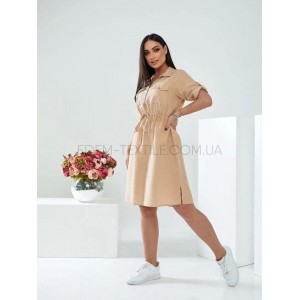 Платье рубашка штапель на лето Jen 02221 Бежевый, 2XL
