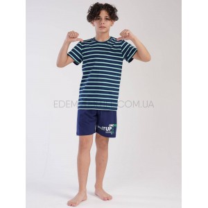 Пижама футболка с шортами для мальчика 2100 Синий, Рост 110-116 (5-6 лет)