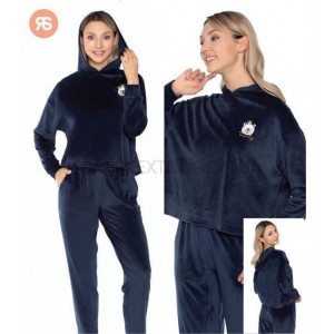 Плюшевый спортивный костюм с худи Rubina 4935 Темно-синий, XL