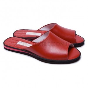 Открытые тапочки в гладкой коже Pellagio 5641 Красный, 38