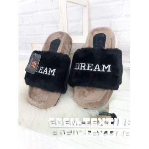 Модные женские тапочки из эко меха Scarrhett 8803 Черный, 39