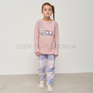 Пижама на девочку подростка Клеточка 95219 Пудровый, Рост 152-158 (12-13 лет)