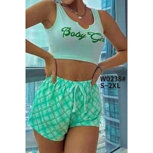 Пижама шорты и короткий топ Baby Girl 0238 Салатовый, 2XL