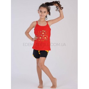 Комплект майка и шорты для девочки Мишки 4739 Красный, Рост 110-116 (5-6 лет)