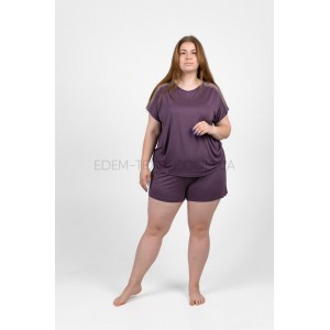 Женская Пижама с шортами из вискозы Батал 1727-92 Мокко, 3XL