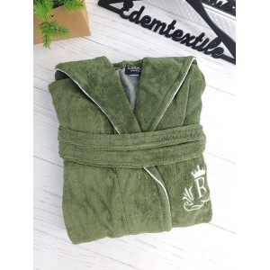 Мужской банный махровый халат с капюшоном 403 Хаки, 2XL Мужской банный махровый халат с капюшоном 403 Хаки, 2XL