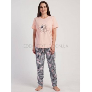 Домашний комплект Футболка и Штаны Батал 5926 Персиковый, 3XL