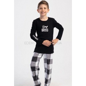 Пижама для мальчика с брюками Boy Boss 1722 Черный, Рост 122-128 (7-8 лет)