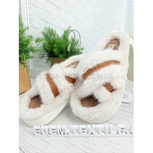 Изысканные тапочки с искусственным мехом 9636 Молочный, 38/39