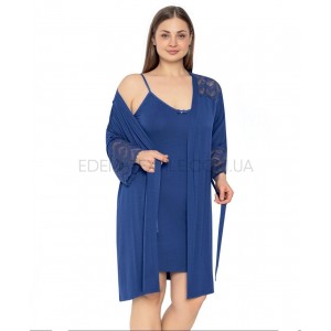 Набор халат и ночная рубашка Батал Cotpark 16218 Синий, 5XL