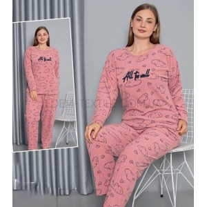 Теплая флисовая пижама Батал Облака 20582 Темно-розовый, 5XL Теплая флисовая пижама Батал Облака 20582 Темно-розовый, 5XL
