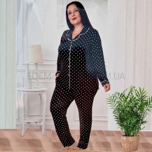 Пижама костюм для дома с брюками и рубашкой 6223 Черный, 2XL Пижама костюм для дома с брюками и рубашкой 6223 Черный, 2XL