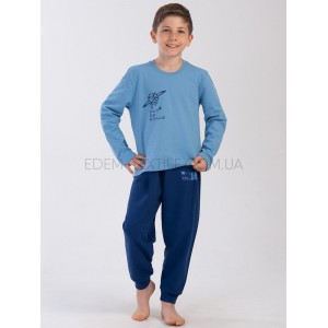 Теплая байковая пижама для мальчика 403004 Голубой, Рост 158-164 (13-14 лет)