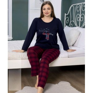 Женская пижама Батал Кофта и Брюки 68136 Темно-синий, 3XL