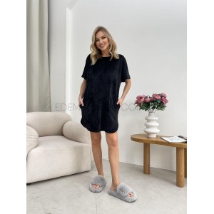 Женская велюровая туника для дома и отдыха Черный, 2XL