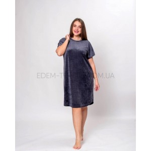 Платье для дома и отдыха велюровое Bahar Графитовый, 4XL