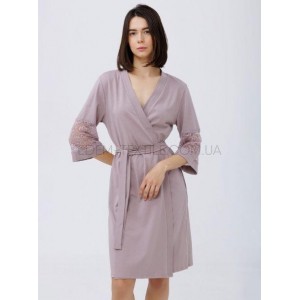 Изысканный халат на запах с кружевом 1763 Розовый, 5XL Изысканный халат на запах с кружевом 1763 Розовый, 5XL