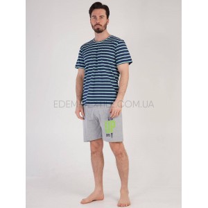 Мужской хлопковый комплект с шортами 2100 Синий, 2XL