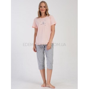 Пижама женская с капри Звездочки Батал 0495 Персиковый, 3XL Пижама женская с капри Звездочки Батал 0495 Персиковый, 3XL