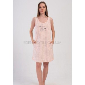 Хлопковая туника на широких бретелях 1248 Персиковый, 2XL