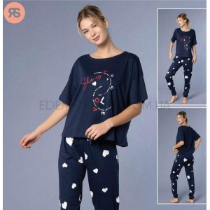 Пижама Оверсайз футболка и штаны Love 6907 Темно-синий, L/XL Пижама Оверсайз футболка и штаны Love 6907 Темно-синий, L/XL
