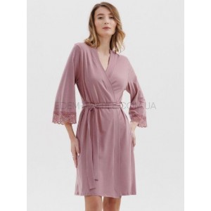 Трикотажный домашний Халат 1563 Roksana на запах Розовый, 3XL