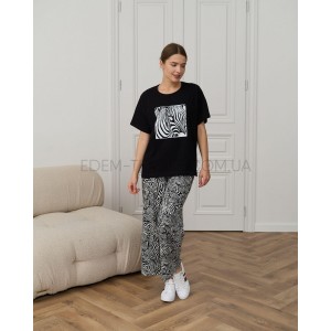 Комплект Штаны Кюлоты и Футболка 82558 Зебра Черный, XL