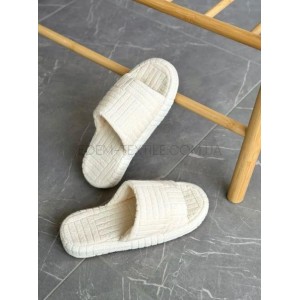Женские махровые тапочки на платформе Twins Молочный, 38/39