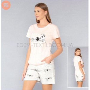 Пижама футболка и шорты Далматинец Cute 6815 Светло-персиковый, XL