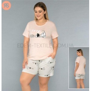 Пижама Батал с шортами Далматинец Cute 6855 Светло-персиковый, 3XL Пижама Батал с шортами Далматинец Cute 6855 Светло-персиковый, 3XL